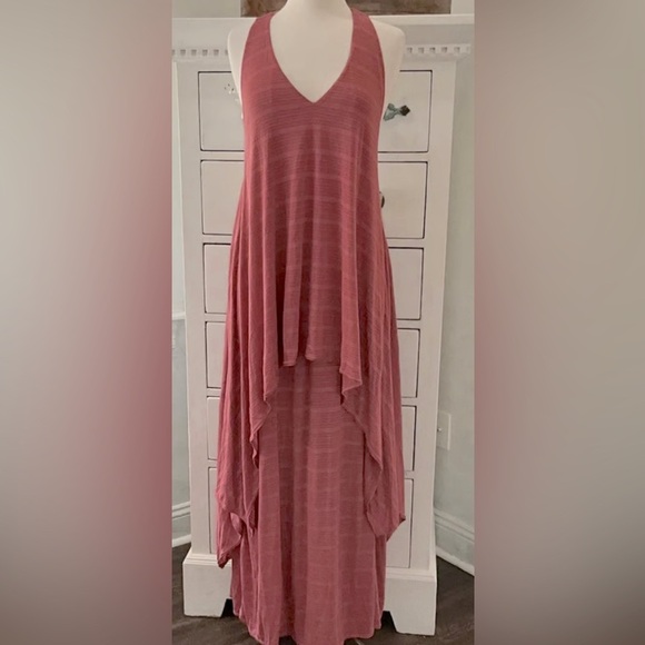 Free People Chrissy Tiered Halter Maxi Dress. Rouge Color. Size Large - Picture 11 of 13